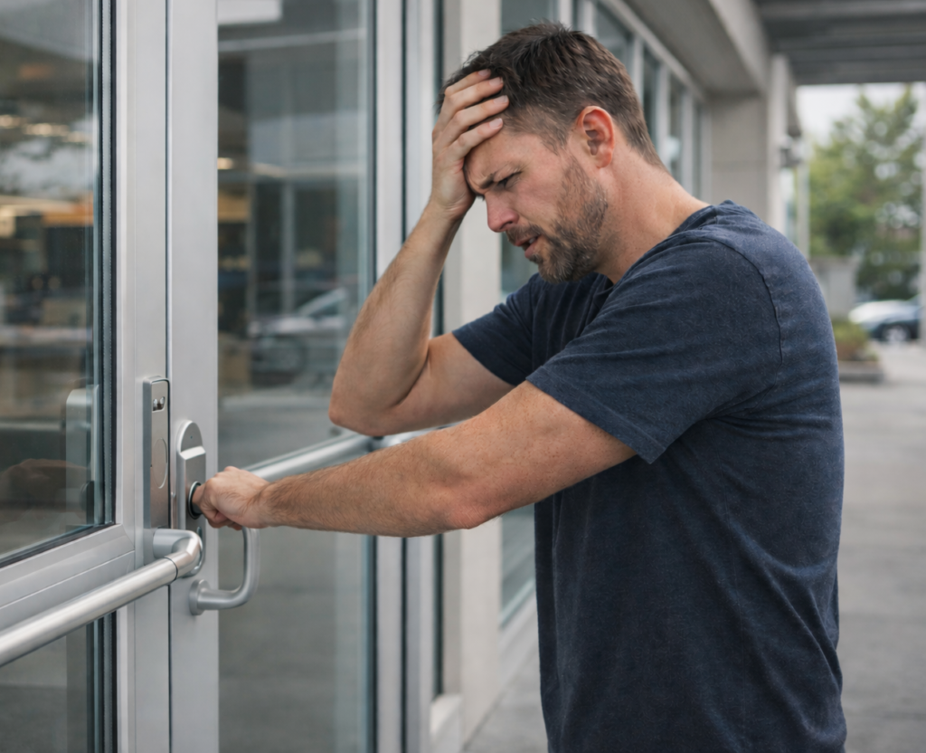 a man getting lockout