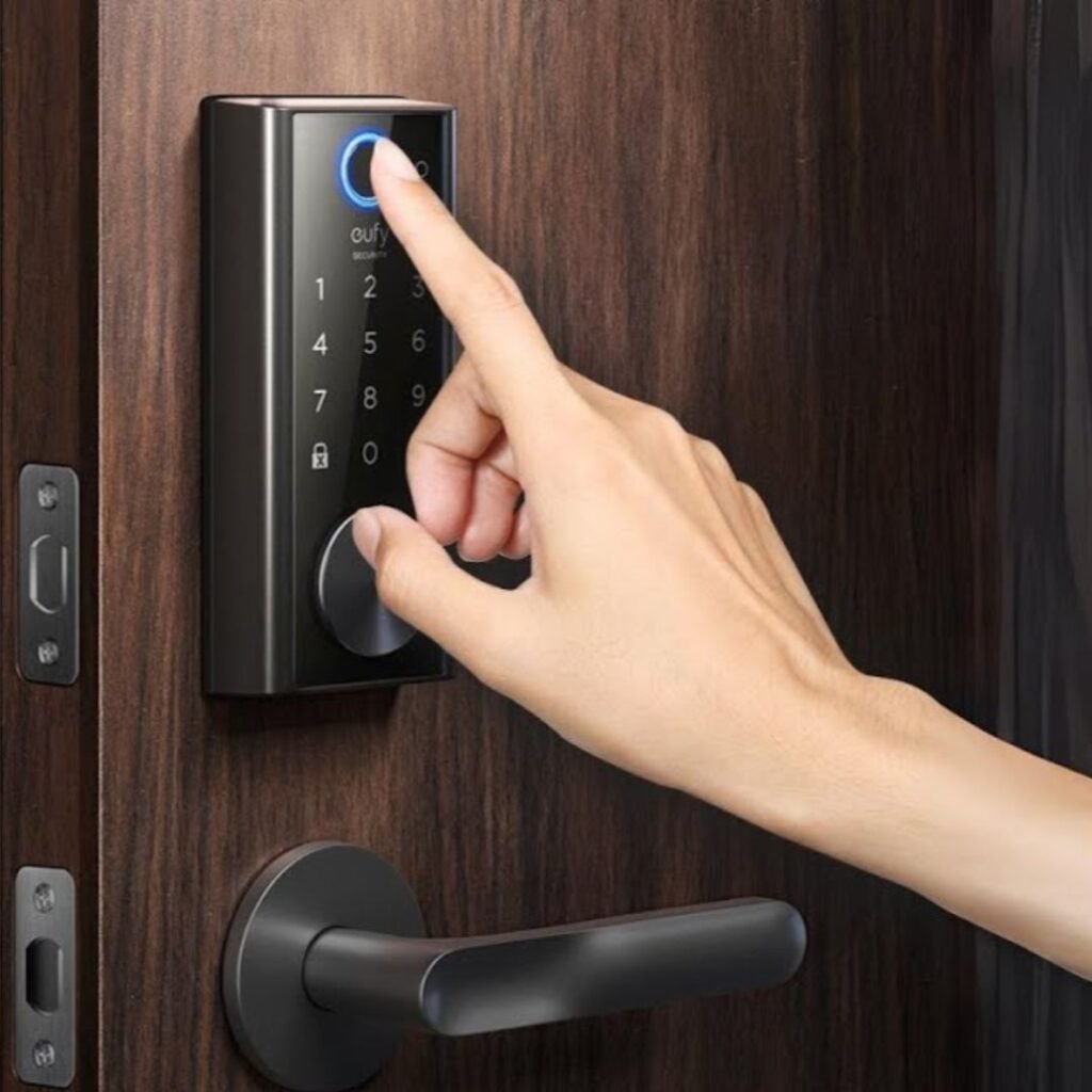 hand in a smart lock