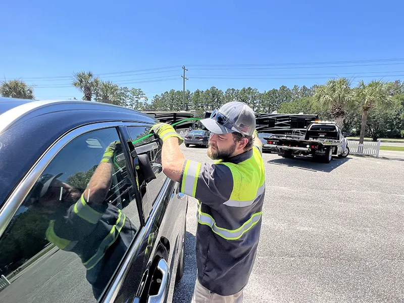 locksmith opening a car